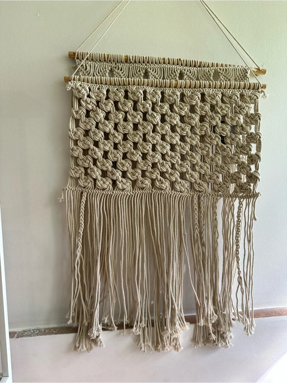 Boho style Handmade Macramé Wall Hanging - Cream (2) wall hanging